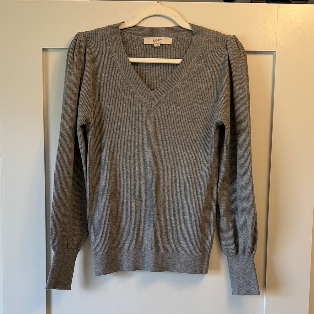 LOFT Charcoal V-Neck Sweater for Women